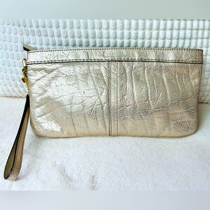 COACH Gold Metallic Leather Wristlet